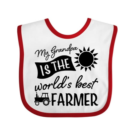 

Inktastic My Grandpa is the World s Best Farmer Tractor Design Gift Baby Boy or Baby Girl Bib