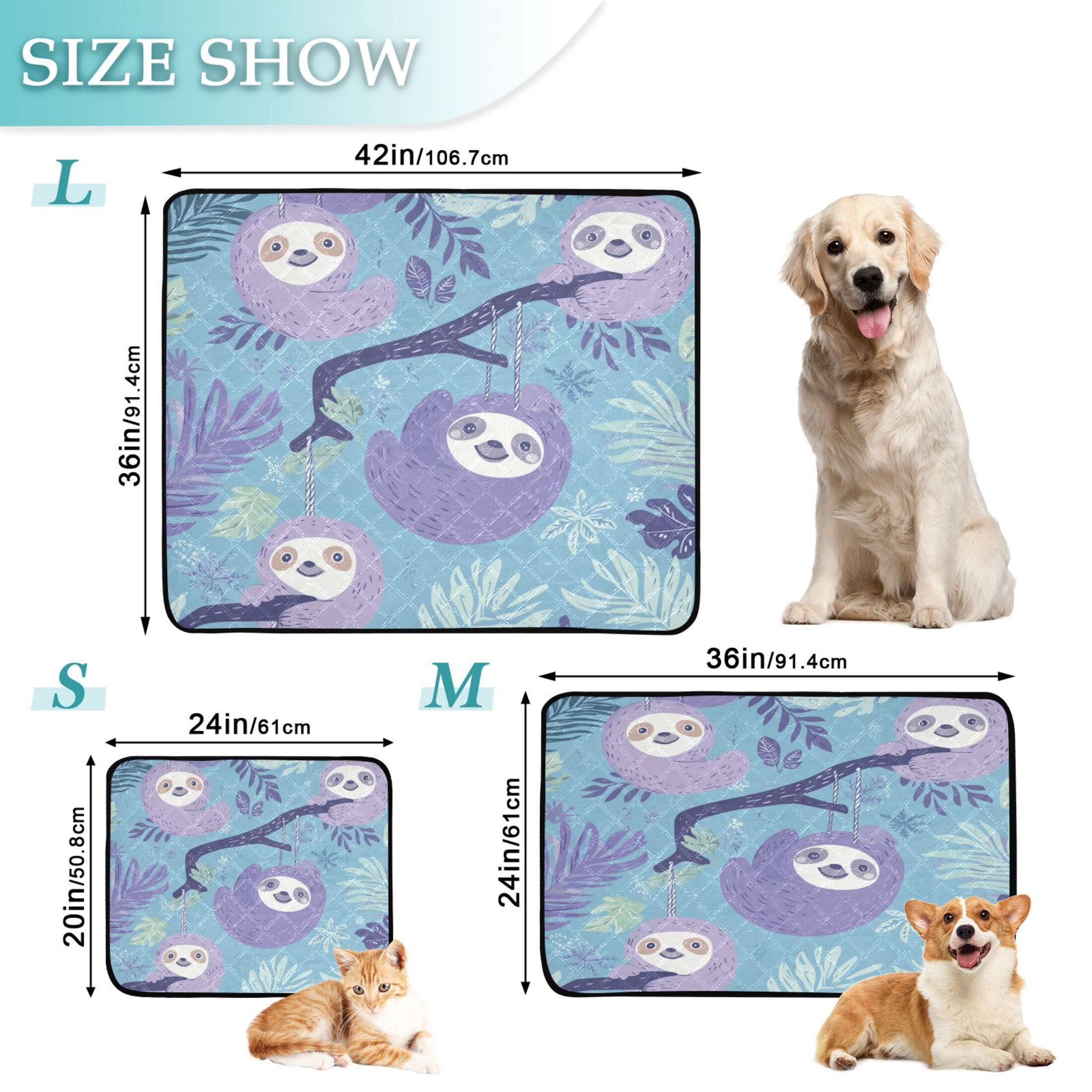 Qxltty Pattern with Sloth Hanging on Tree Branches Cat litter Pads Pet Set of 3 Diaper Mats Center Anti-leakage Layer Absorbent Soft and Comfortable