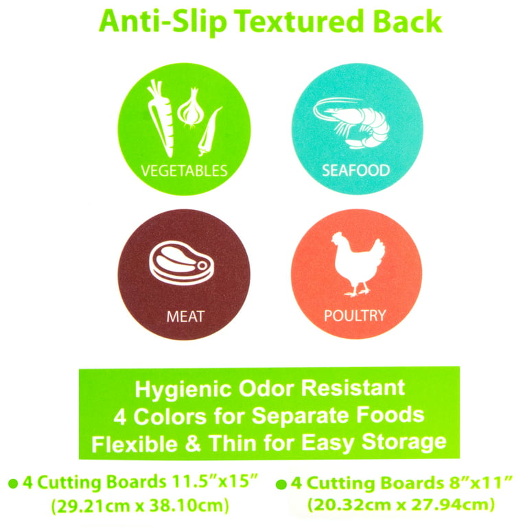 8 Pieces Plastic Cutting Boards for Kitchen, BPA Free Cutting Board Set,  Flexible Cutting Mats for Meat and Vegetables, 4 Large and 4 Small Size