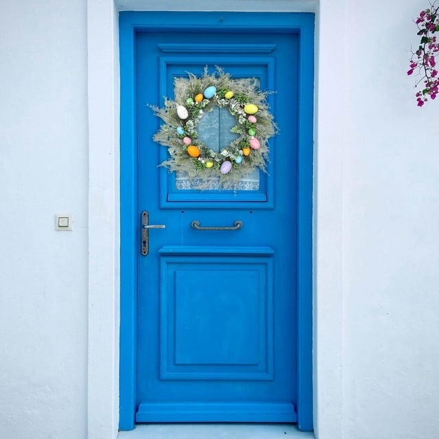 facefd Couronne de Fleurs Cheminée Fond Œuf de Pâques Guirlande pour Décoration Intérieure
