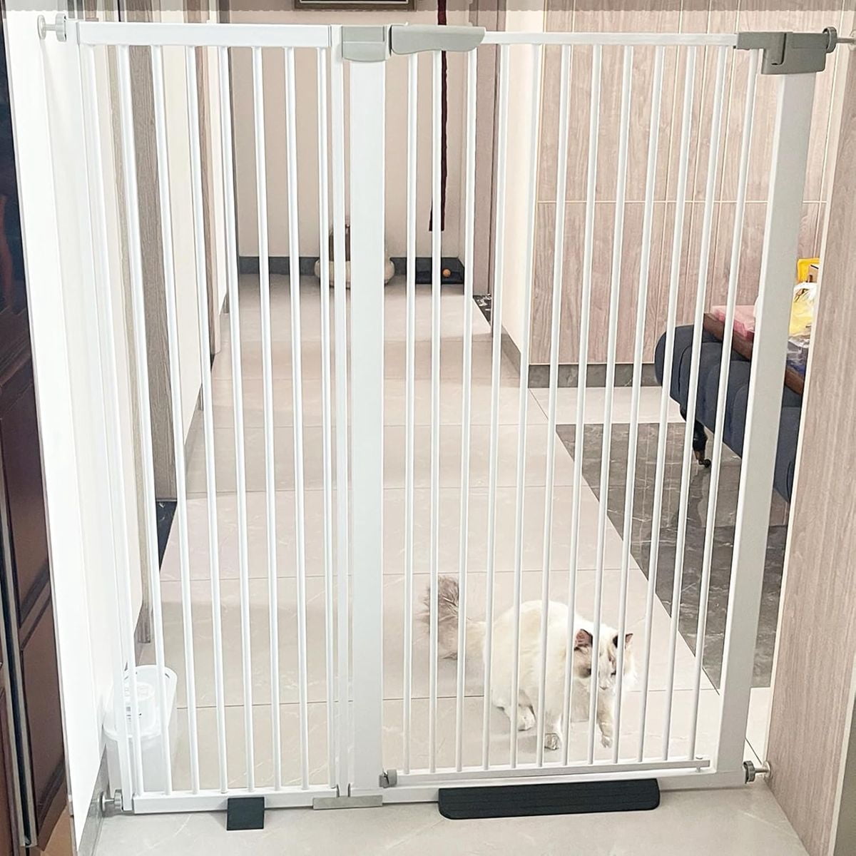 Magicorange Baby Safety Gate, Extra Tall 41 inch, Extra Wide 29.9" to 43.7" Pet Gate for Stairs and Doorway, No Drilling Pressure Mount Kit, White