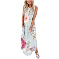 thumbnail image 1 of Lenago Robes Grande Taille pour Femmes 2023 Robe Longue Sans Manches Imprimée Col Croisé Robes d'Été Plage en Liquidation, 1 of 4