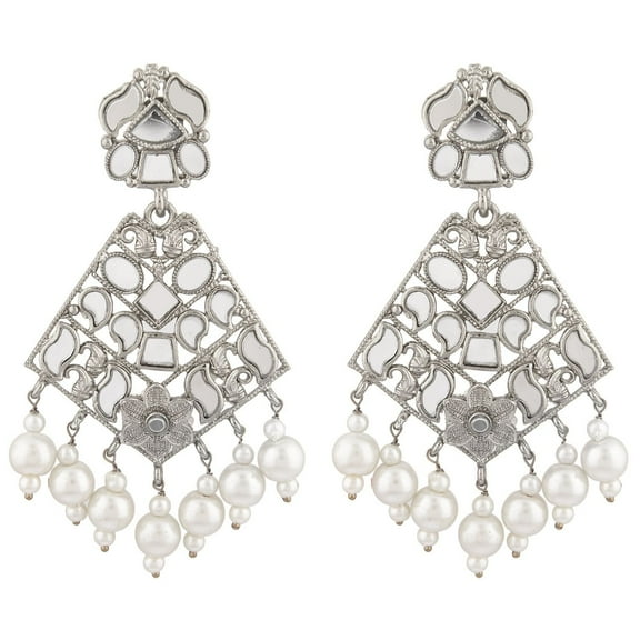 Efulgenz Indian Oxidized Jewellery Boho Vintage Tribal Jhumka Jhumki Hook Earrings for Women, White