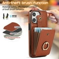 thumbnail image 5 of Phone Case for iPhone 16 Pro Max Wallet Cell Cover with Crossbody Strap, Ring Stand RFID Blocking Credit Card Holder Shockproof Drop Protective Case for iPhone 16 Pro Max Women Girls, Brown, 5 of 10