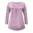 thumbnail image 5 of FAIWAD Womens Long Sleeve Tunic Tops Slim Round Neck Buttons Basic Pleated Patchwork Pullover Top, 5 of 5