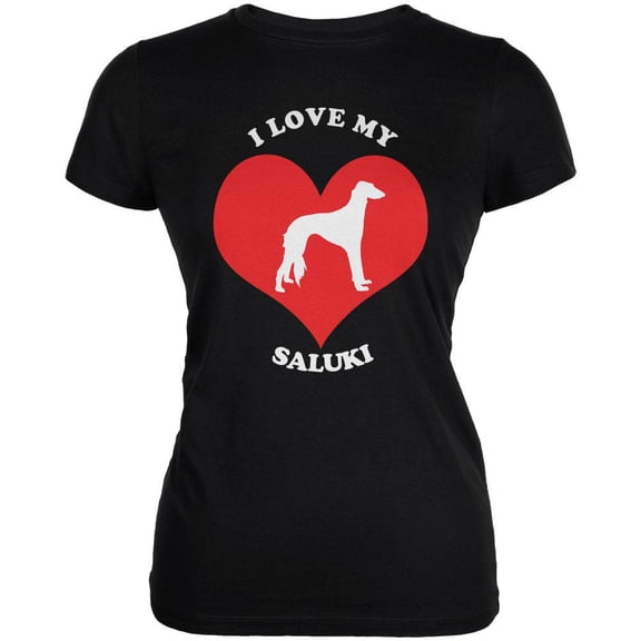 Valentines I Love My Saluki Black Juniors Soft T-Shirt - 2X-Large