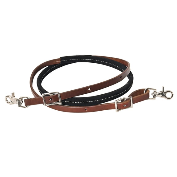 Hilason Western Horse American Leather Barrel Roper Reins Brown & Black