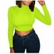 thumbnail image 1 of Mujeres Sexy Color sólido Crop Workout Manga larga O-cuello Camisas Blusa casual Tops Fridja ghj987+511, 1 of 1