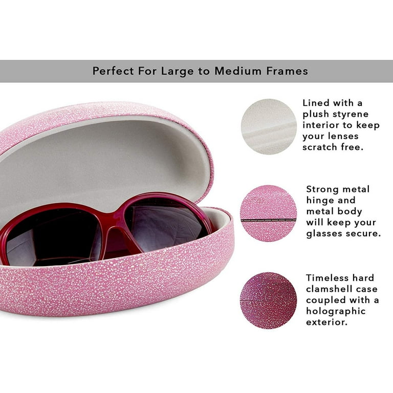 Hard Shell Eyeglass Case Clamshell Fits Oversized Large Frame