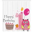 thumbnail image 3 of Ambesonne Cartoon Shower Curtain, First Birthday Cake, 69"Wx84"L, Brown Hot Pink and Pink, 3 of 3