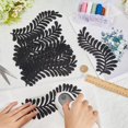 thumbnail image 3 of 4pairs Computerized Embroidery Cloth Iron on/Sew on Patches Leaf Cloth Appliques Black 195x60x1mm, 3 of 9