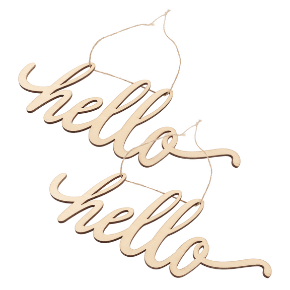 Hello Wooden Sign 2- , Rustic Hanging Welcome Wood Signs for Home, Bar, Hotel Decor, 30.5x12.7x0.4cm, Wall Decoration