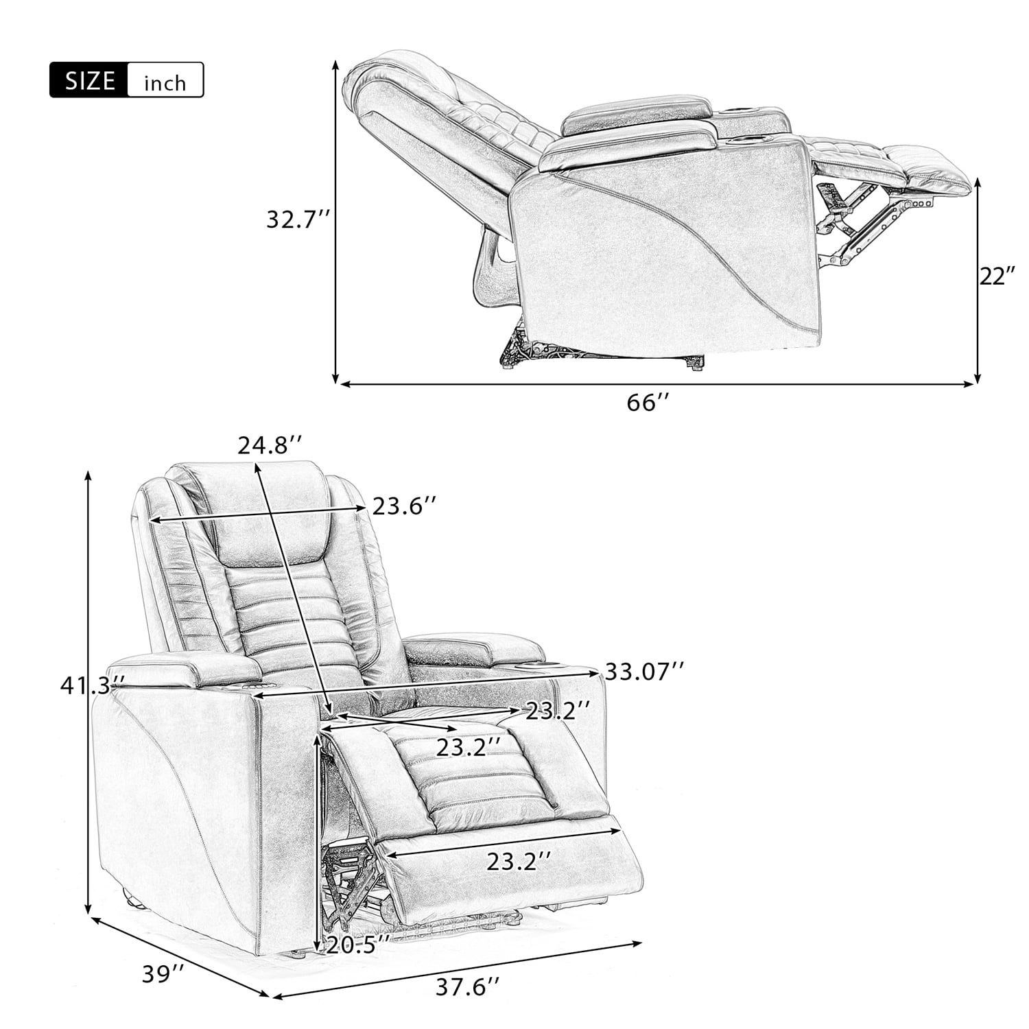 Kadyn Power Motion Recliner, PU Leather Recliner Chair with Adjustable Headrest, Modern Home Theater Seating with Hidden Arm Storage and Cup Holder Design, Black Kadyn Power Motion Recliner, PU Leather Recliner Chair with Adjustable Headrest, Modern Home Theater Seating with Hidden Arm Storage and Cup Holder Design, Black