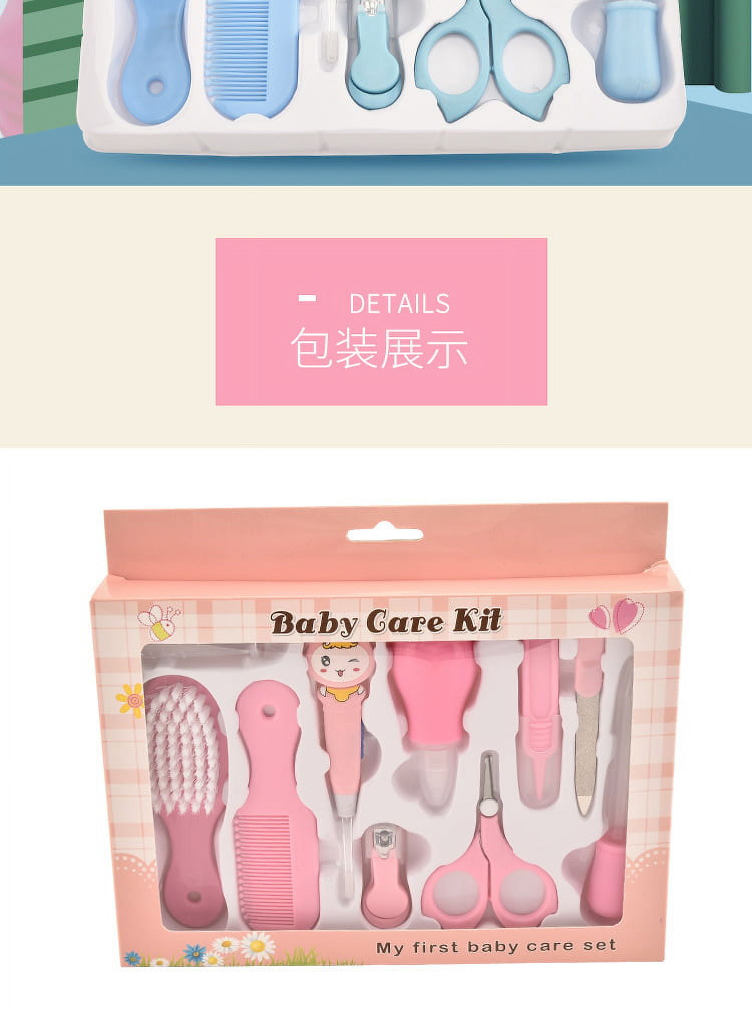 FZFLZDH 10Pcs/Set Baby Health Care Kit,Portable Newborn Infant Nursery Set Kids Grooming Kit Baby Nail Clipper Brush Comb Cleaning Sets ,Baby Nail Scissors, Nail Clipper(Blue)