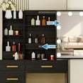 thumbnail image 4 of Kkonetoy Vanity Set with Chair and Desk, Makeup Table with LED Lights Sliding Mirror 5 Drawers Golden Handle, Black, 4 of 16