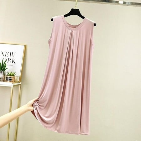 

Xinhuaya Modal Lingere Women Nightgown Sleeveless Sleep Shirts Summer Night Dress Solid Camisoles Sleepshirts