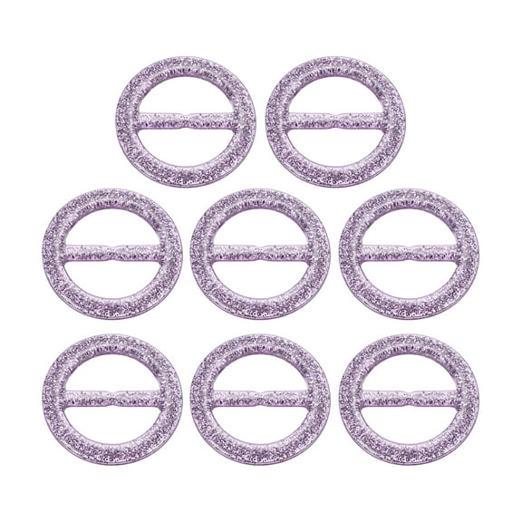 8Pack Plastic Tee Shirt Clips, 30mm Round Bling Resin Scarf Ring Buckle (Purple)