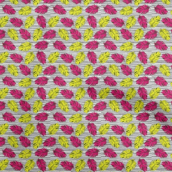 oneOonePolyesterSpandexYellowFabricTropicalLeafWithStripeTextureQuiltingSuppliesPrintSewingFabricByTheYard56InchWide