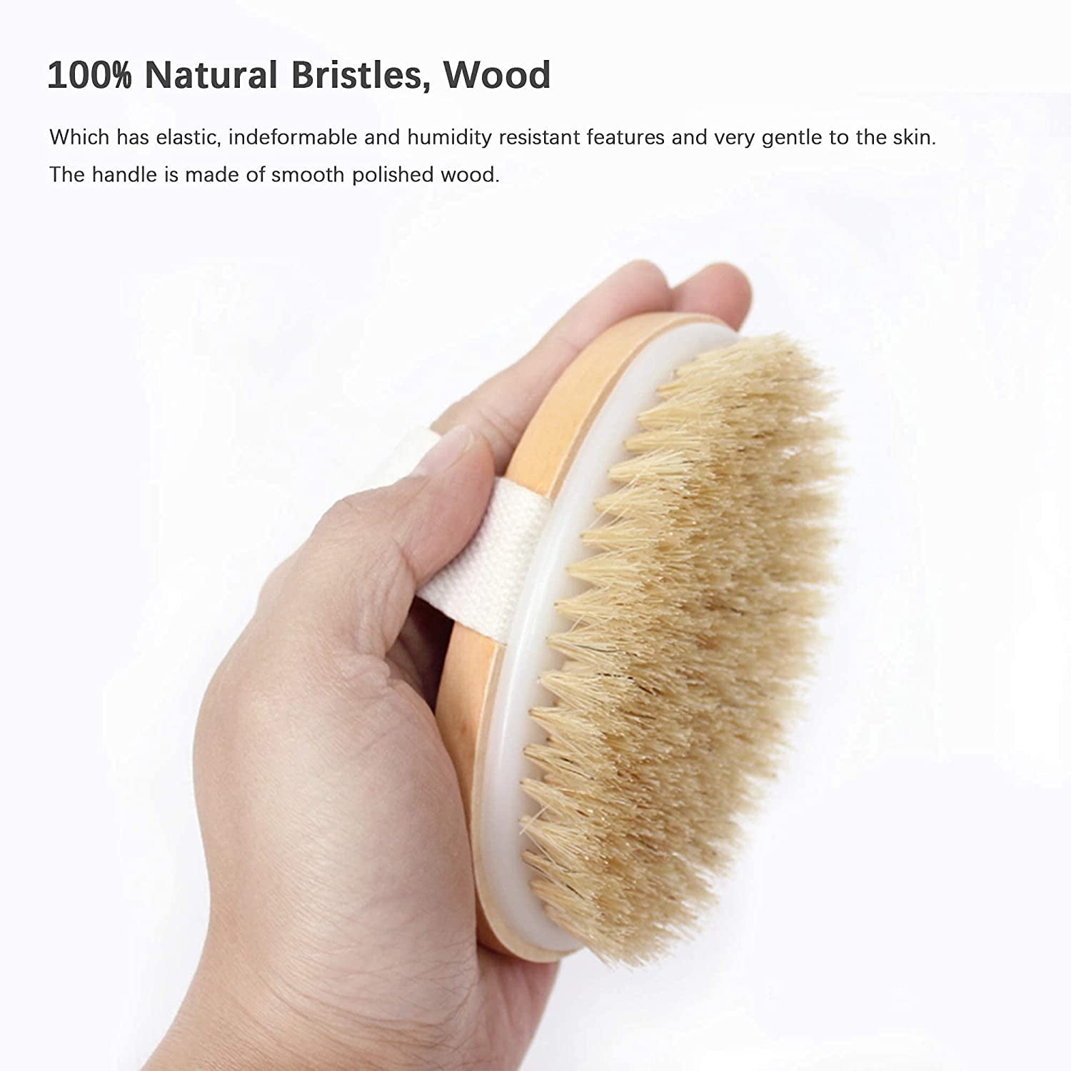 Dry Brushing Body Brush Set of 2, Natural Bristle Dry Skin Exfoliating Brush,  Long Handle Back Scrubber for Shower, Dry Brush for Cellulite and Lymphatic  Massage, Improve Blood Circulation 