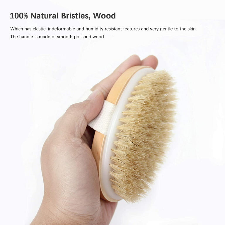 Dry Brush, With Soft And Stiff Natural Bristles, Body Exfoliating Scrub  Brush 