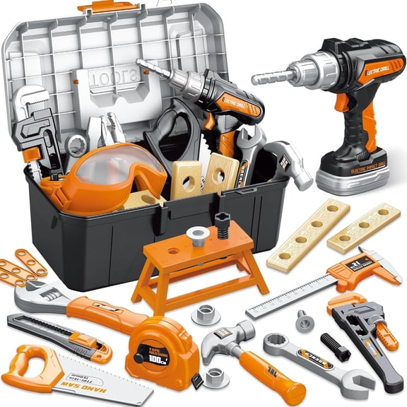 Aijohnny   44 Pcs Kids Tool Set, Toys Construction Tools for Toddler, Chirstmas Birthday Gifts for 1-3 3-5 5-8 Year Old