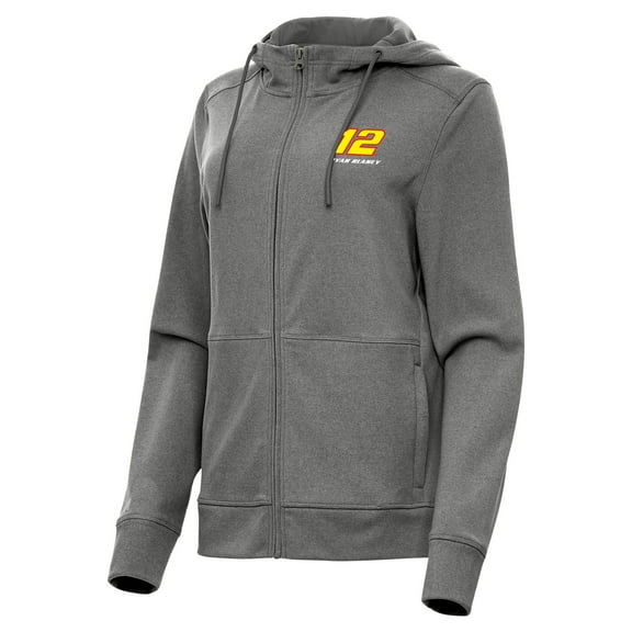 Women's Antigua  Heather Black Ryan Blaney Seeker Full-Zip Hoodie