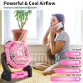 thumbnail image 4 of Ventilador recargable TDLOL X23 rosa con luces LED y gancho de 360°, 4 of 8