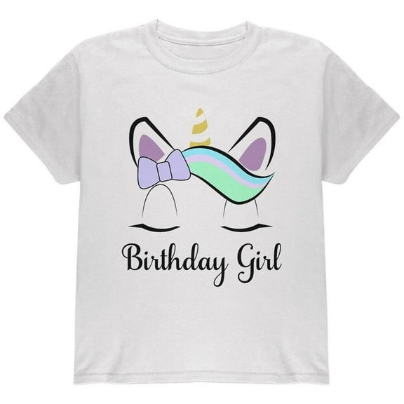 Birthday Girl Unicorn Youth T Shirt White YSM