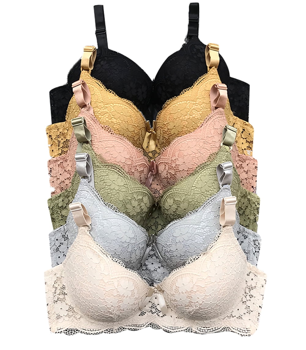 Women Bras 6 Pack of T-shirt Bra B Cup C Cup D Cup DD Cup DDD Cup 36D  (9298) 