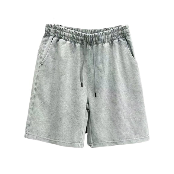 KIHOUT Men's Washed Vintage Casual Sports Shorts - Drawstring Elastic Waist, Side Pockets, Loose Fit for Spring/Summer Jogging & Daily Wear