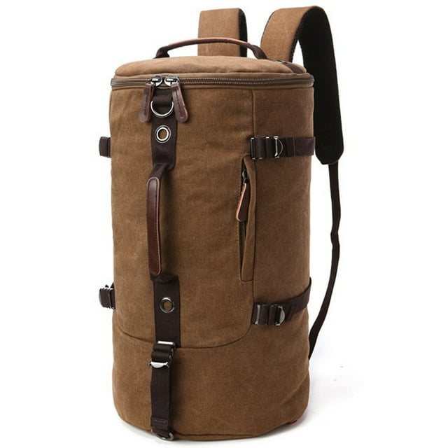 Men's Backpack Fashion Retro Cylinder Canvas Travel Backpack Duffel Bag Shoulder Handbag Backpack