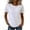 White, variant on Women Solid Color Crew Neck Ruffle Short Sleeve Top Relaxed Fit Cotton Linen Blend Summer Resort Plus Size Blouses Yellow XL