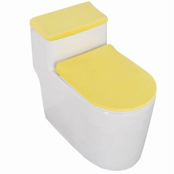 ERDOUY 2-Piece Stretch Fluffy Toilet Seat Cover Set, Universal One-Size Toilet Tank & Lid Covers, Soft Plush Bathroom Toilet Seat Accessories, Yellow