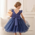 thumbnail image 2 of YOUYEDIAN Plus Size Girls Dresses Size 10-12 Formal Ruffle Sleeve Satin Dress Crew Neck Tulle Flower Girl Dresses for Wedding Party Princess Dress Up for Girls 4-6 Birthday Dress,Royal Blue 7-8 Years, 2 of 5