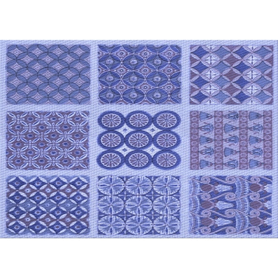 Ahgly Company Indoor Rectangle Patterned Jeans Blue Area Rugs, 3' x 5'