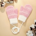 thumbnail image 2 of Krdevn Girls Snowflake Knit Mittens Anti Lost String Toddler Winter Thermal Mittens Size:2-6 Years, 2 of 3