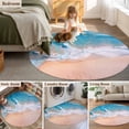 thumbnail image 6 of Round Area Rug 3ft, Abstract Ocean Coastal Beach Non-Slip Non-Shedding Floor Mat, Summer Blue White Sea Wave Painting Washable Sturdy Carpet for Living Room Bedroom Home Decor, 6 of 9