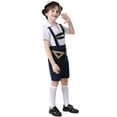 thumbnail image 2 of Toddler Boy Outfits Traditional Festival Embroider Suspender Suit Comfortable Breathable Adorable Lightweight White Outfit Sets Sizes 130-140, 2 of 6