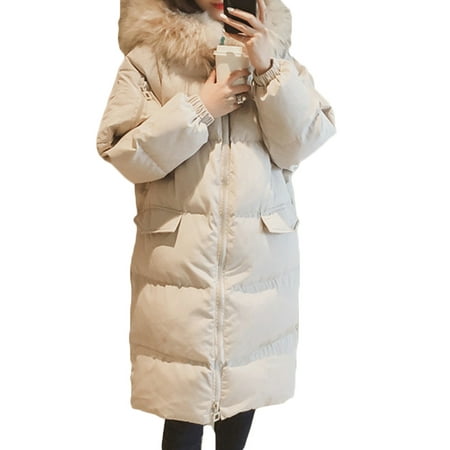 Women's Winter Warm Fur Jacket Puffer Parka Hooded Outerwear Padded Overcoat