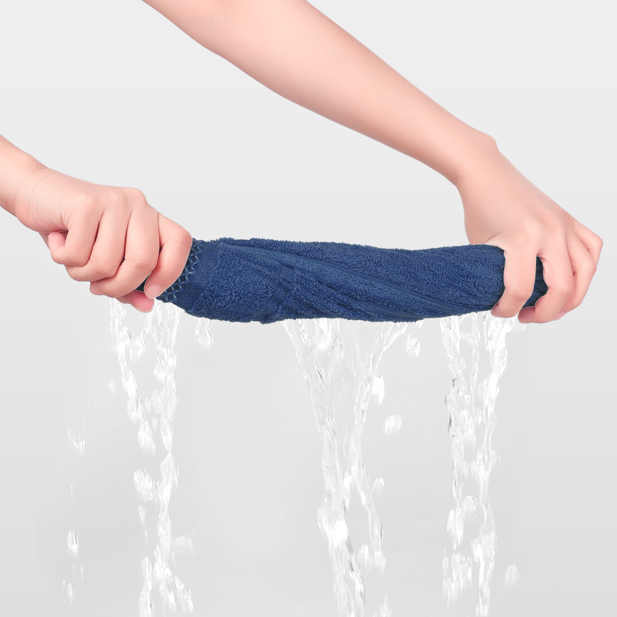 Unique Bargains Cotton Wash Cloths for Face Striped Face Cloths Highly Absorbent Towels Blue