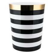 Derby Black/White with Gold Plastic Wastebasket by Allure Home Creation