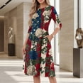 thumbnail image 4 of BOMYJESK 4th Of July Dresses for Women Maxi Dresses Patriotic American Flag A-Line Dress Independence Day Art Print Summer Dresses Casual Evening Dress for Party Deep Red 2XL, 4 of 7