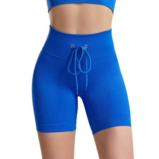 SAYOO - Calzoncillos de yoga para mujer, cintura elástica con cordón, pantalones cortos de punto ajustados SAYOO Sexy