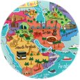 thumbnail image 1 of Cartoon Middle East Countries Map Round Area Rug Non-Slip Floor Mats Polyester Throw Rugs Floor Carpet for Door Entryway Bedrooms Living Room Decor, 27.6 X 27.6 Inches, 1 of 6
