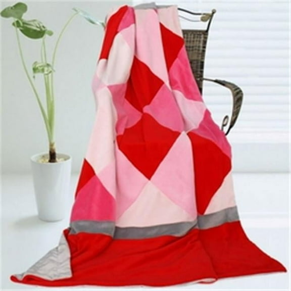 ONITIVA-BLK-030 Onitiva - Plaids - Rose Elf Soft Coral Fleece Patchwork Throw Blanket
