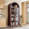 thumbnail image 1 of Gaderth Armoire de Garde-Manger de Cuisine Arquée, Armoire Haute Arquée, Armoire de Rangement Moderne, Bibliothèque en Bois Style Ferme à 5 Niveaux, Armoire Polyvalente avec Tablette Ajustable et 2 Portes en Verre pour Salle à Manger et Salon, 1 of 7