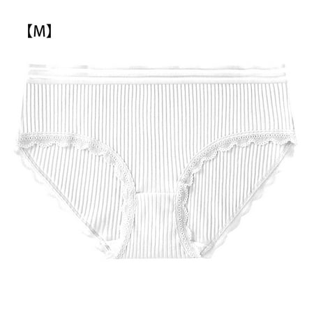 Women Cotton Underwear Girl Breathable Briefs Moisture Wicking Elastic Panty with Lace Edge