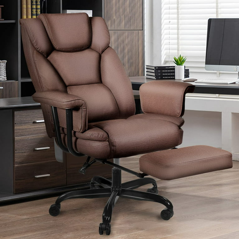 Big and Tall High Back 400LBS Reclining Office Chair with Footrest -  Executive Computer Chair Home Office Desk Chair with Double Cushion, Heavy  Duty