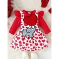 thumbnail image 2 of FEORJGP Infant Baby Girls Valentine's Day Sets Newborn Red Long Sleeve Jumpsuit Crew Neck Bodysuit Ruffle Romper Tops Heart Print Suspender Skirt Sets Little Girl Cute Casual Clothes, 2 of 9