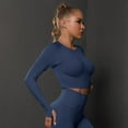 thumbnail image 4 of Track Suits for Women Set Seamless Crop Tops & Yoga Pant (Dark Blue M), 4 of 8